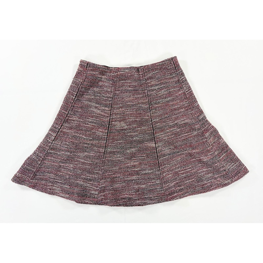 LOFT Pink Tweed Mini Paneled Flare A-Line Skirt Elastic Waist Preppy Women's S